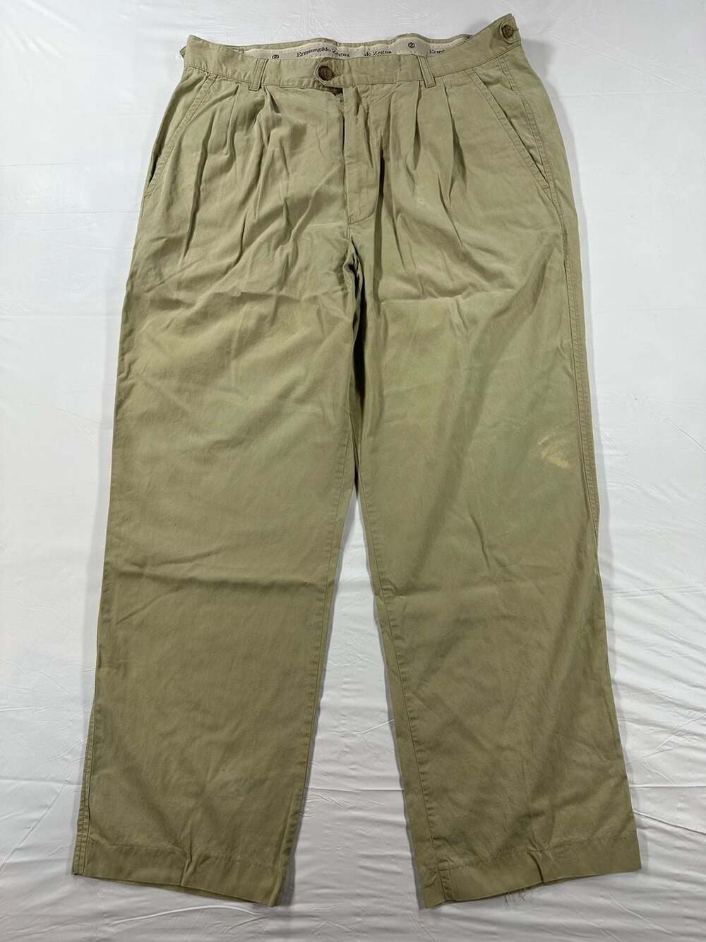 Ermenegildo Zegna Beige Pleated Pants 54(Fits 36x30) Lyocell Made in Italy